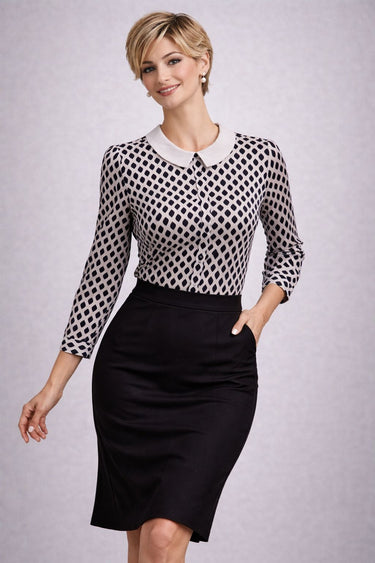 Eleganta blūze ar klasisku apkaklīti