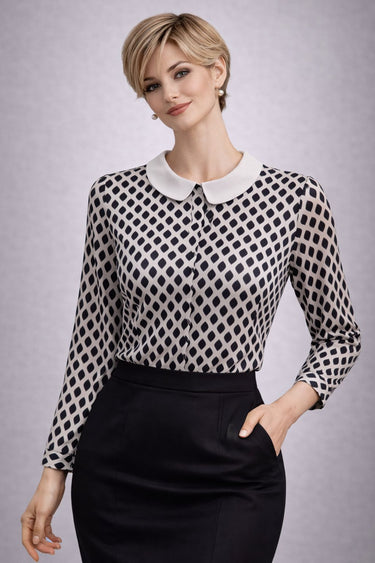 Eleganta blūze ar klasisku apkaklīti