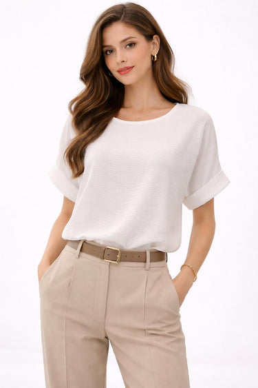 Balta minimālisma blūze “Soft Line”