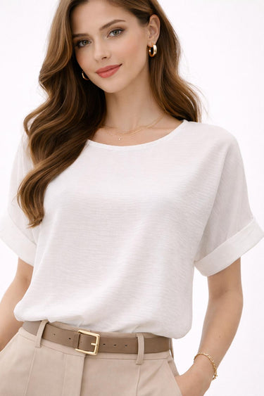 Balta minimālisma blūze “Soft Line”