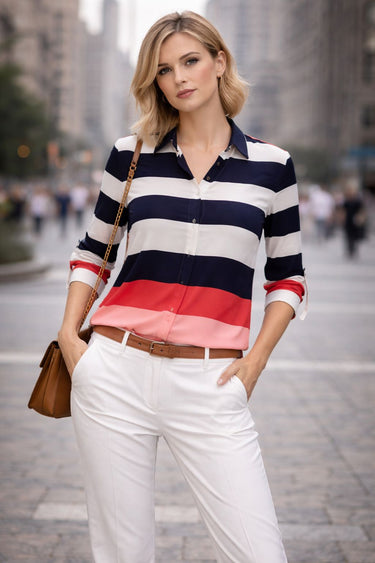 Полосатая туника-блузка с эластичным низом