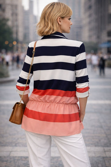 Полосатая туника-блузка с эластичным низом