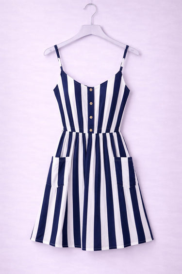 Zili balta svītraina vasaras kleita