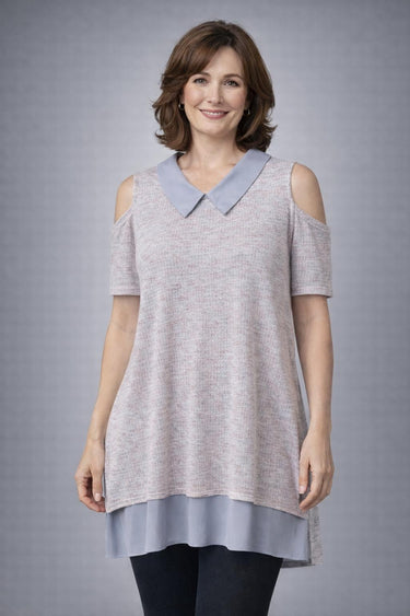 Auksto plecu tunika ar apkaklīti