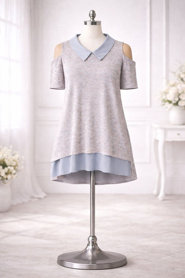 Auksto plecu tunika ar apkaklīti