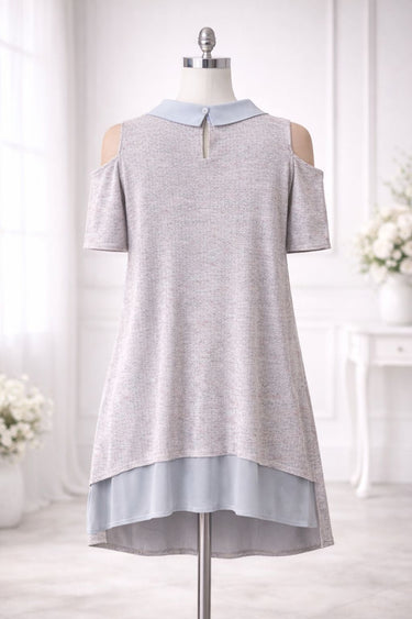 Auksto plecu tunika ar apkaklīti